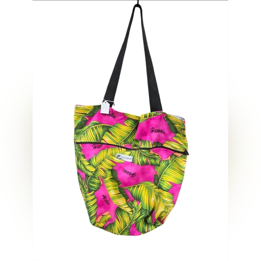 Tropical Pink and Green Reversible Tote Bag